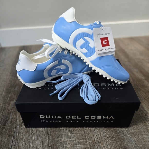 Duca del Cosma Blue and White Golf Shoes - Picture 1 of 3